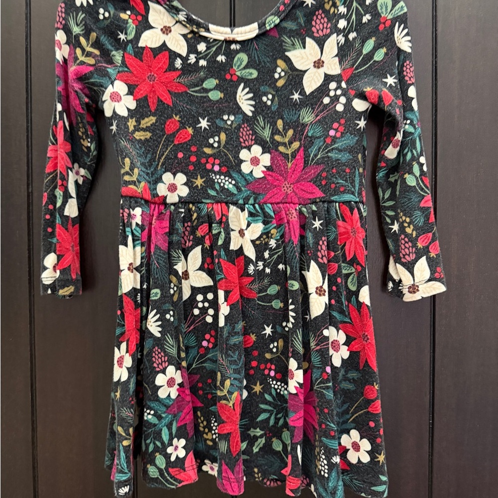 Little Sleepies Floral Kids Dress - Black and Red
